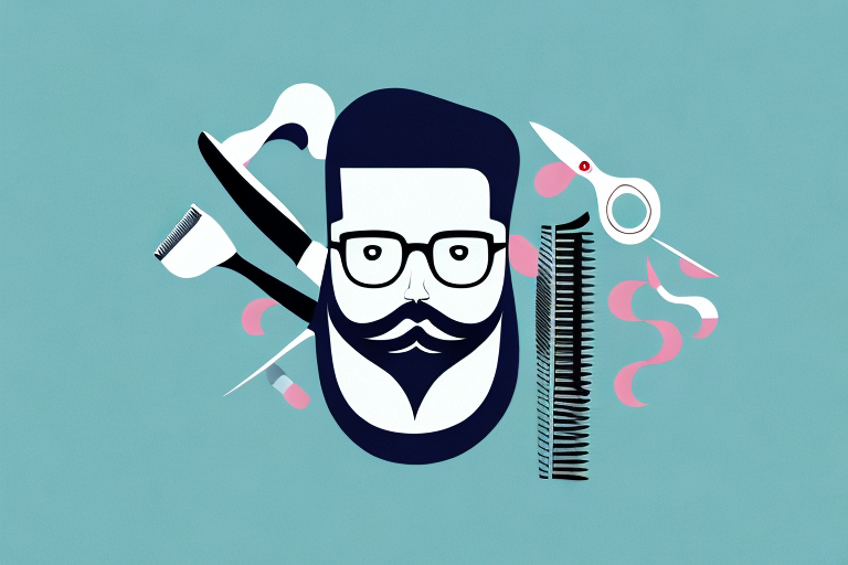 A beard with a comb and scissors