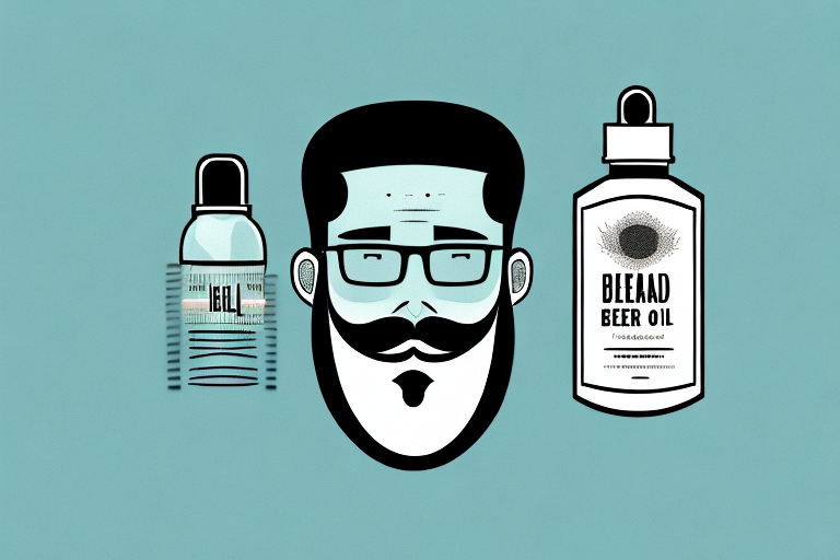 A man's beard with a comb and a bottle of beard oil